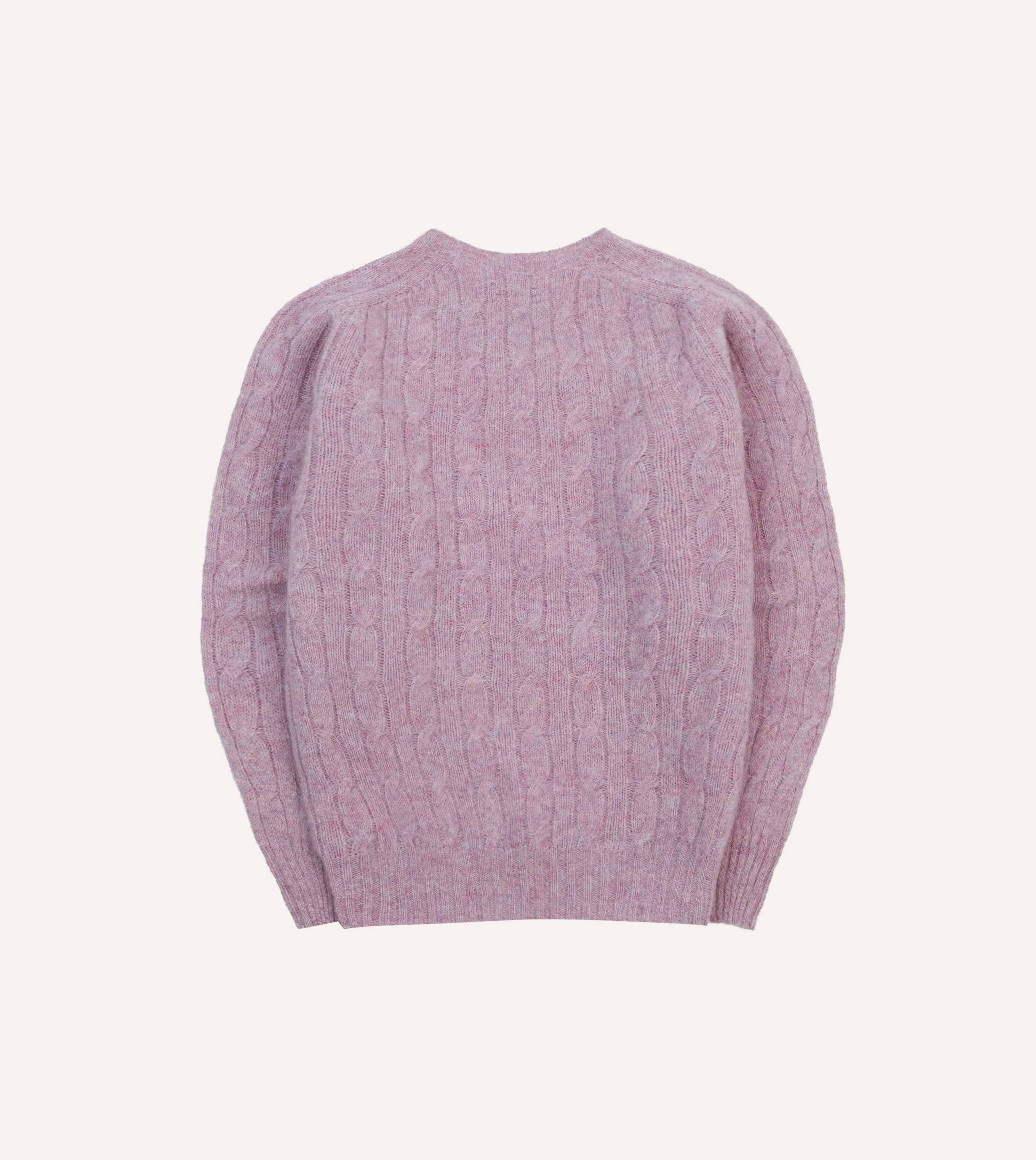 Lilac Brushed Cable Knit Shetland Crew Neck Jumper AntibacterialMaterial Earth Fit