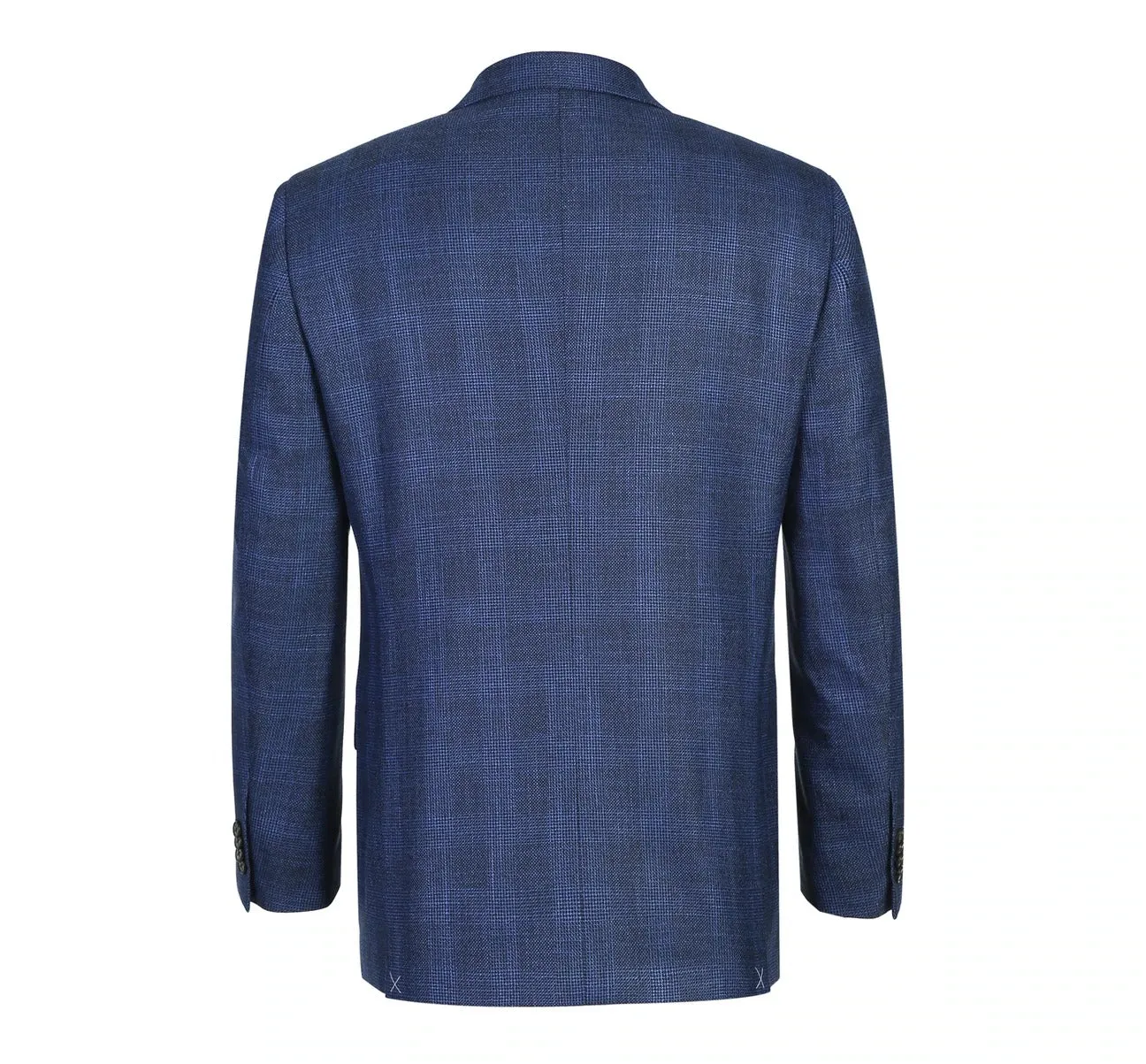 Quick Dry Fabric Technology Alessandro Vitello by Renoir Navy Classic Fit Single Breasted Two Button Big-Plaid Blazer 294-5