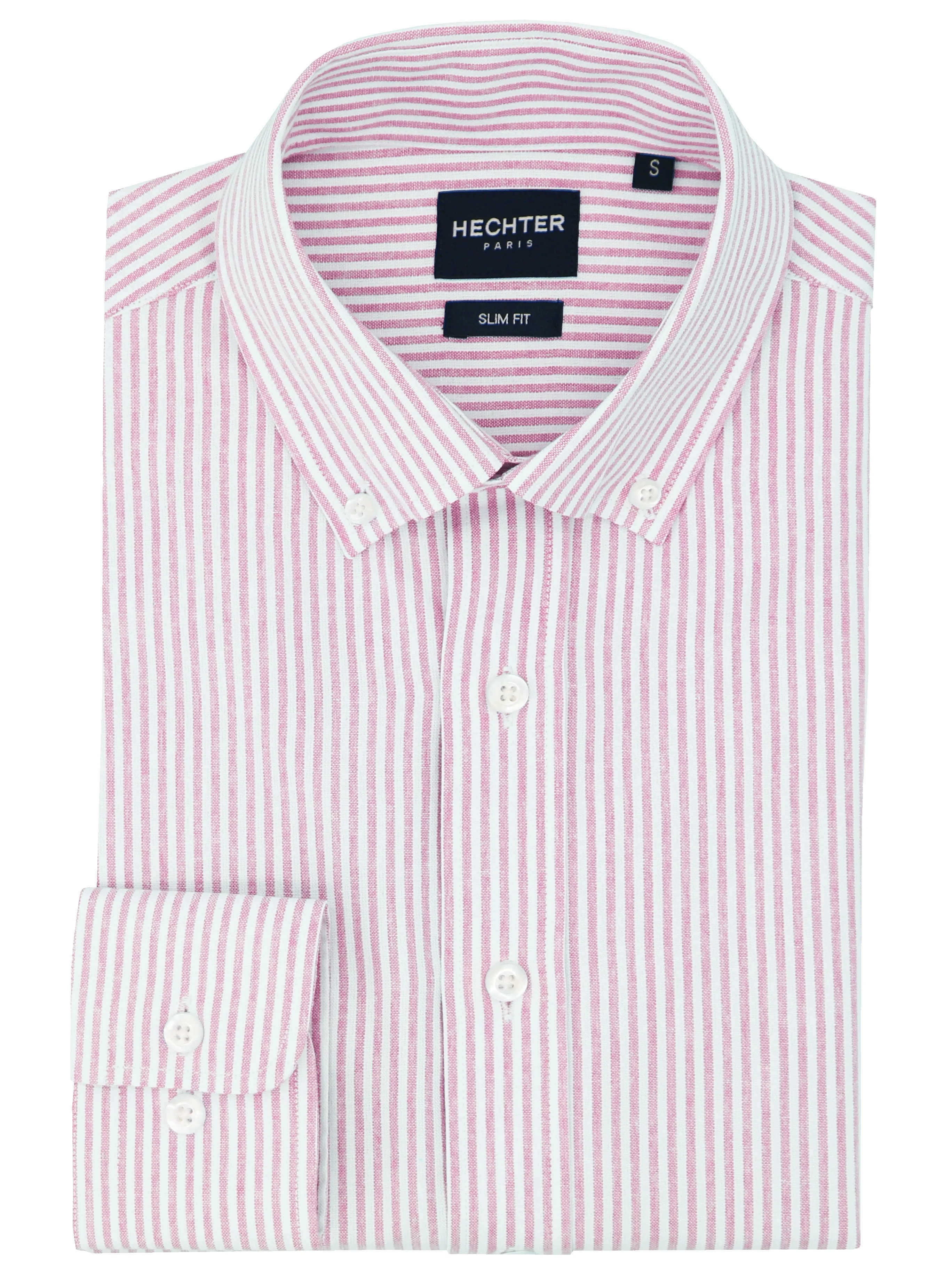 Pink Button Down Striped Shirt Fitted Design