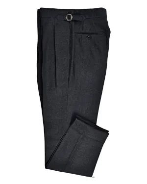 Multi Pocket Configuration Flattering Waist Dugdale Grey Wool Flannel Dress Pant