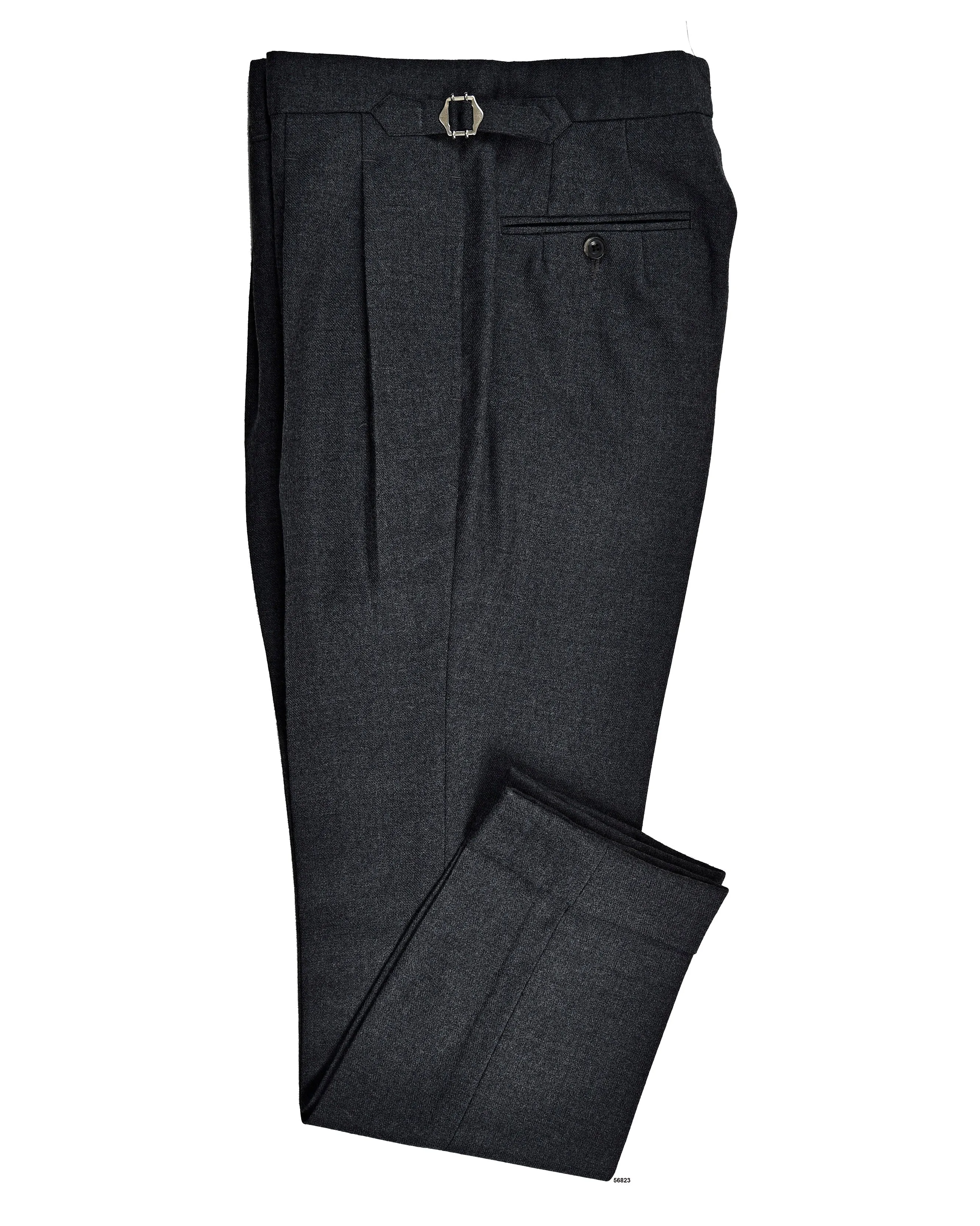 Dugdale Grey Wool Flannel Dress Pant Fashionable Fit Comfy Cut