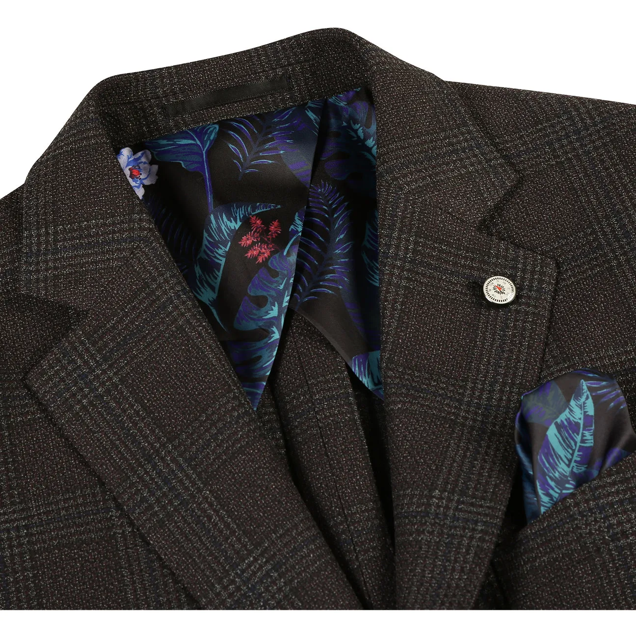 Pellagio Men's Half Canvas Blazer Dark Brown PF24-13 Multi Pocket Functionality