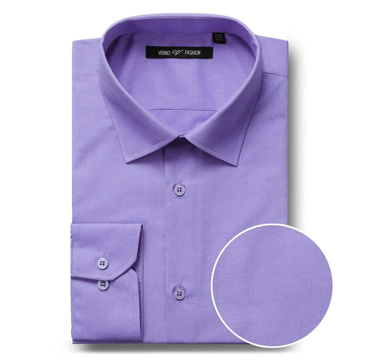 Effortless Style Vibrant Colors VERNO Lavender Classic/Regular Fit Long Sleeve Spread Collar Dress Shirt TC624