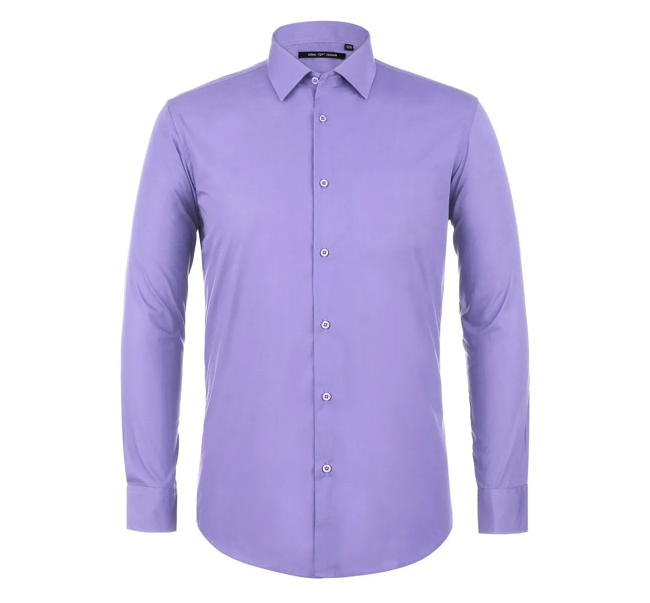 high-low hem VERNO Lavender Classic/Regular Fit Long Sleeve Spread Collar Dress Shirt TC624